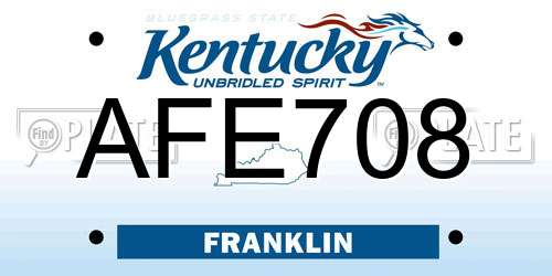 AFE708 Kentucky License Plate