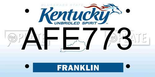 AFE773 Kentucky License Plate