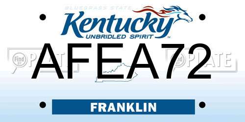 AFEA72 Kentucky License Plate