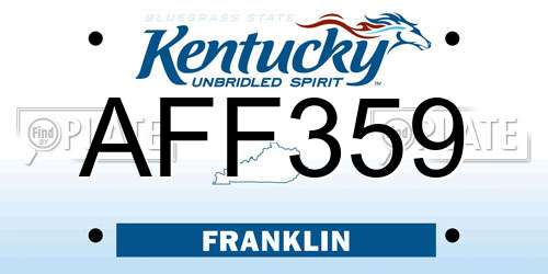 AFF359 Kentucky License Plate
