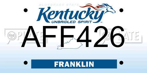 AFF426 Kentucky License Plate