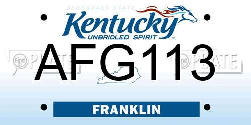 AFG113 Kentucky License Plate
