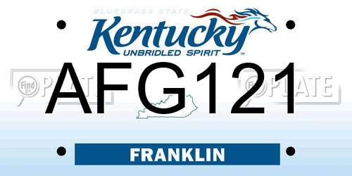 AFG121 Kentucky License Plate
