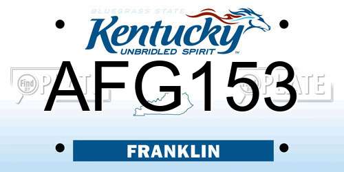 AFG153 Kentucky License Plate