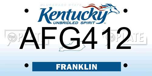 AFG412 Kentucky License Plate