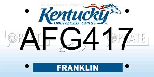 AFG417 Kentucky License Plate