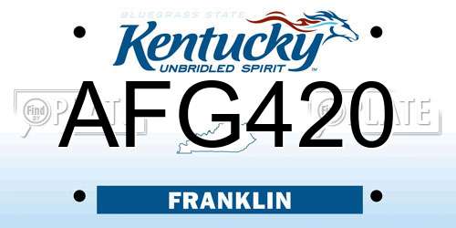 AFG420 Kentucky License Plate