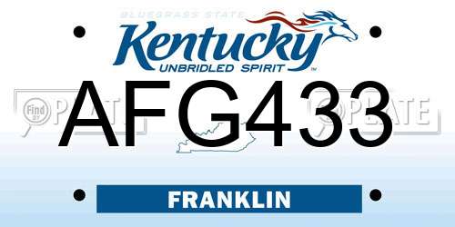 AFG433 Kentucky License Plate