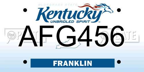 AFG456 Kentucky License Plate