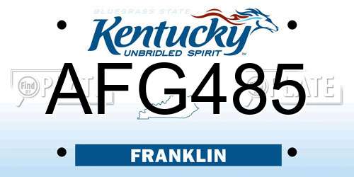 AFG485 Kentucky License Plate