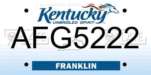 AFG5222 Kentucky License Plate