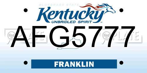 AFG5777 Kentucky License Plate