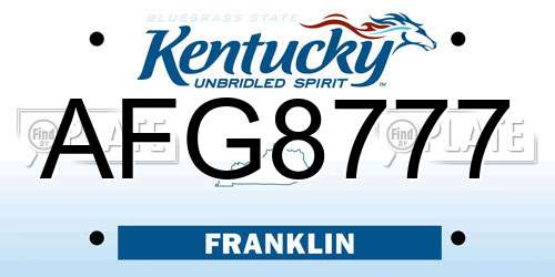 AFG8777 Kentucky License Plate
