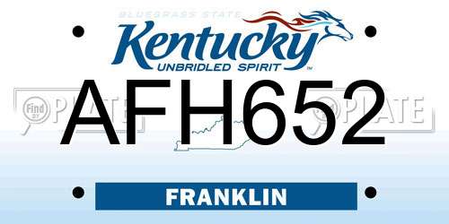 AFH652 Kentucky License Plate