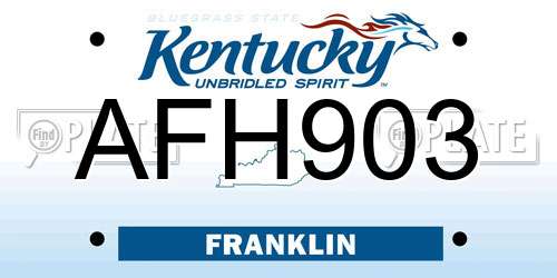 AFH903 Kentucky License Plate