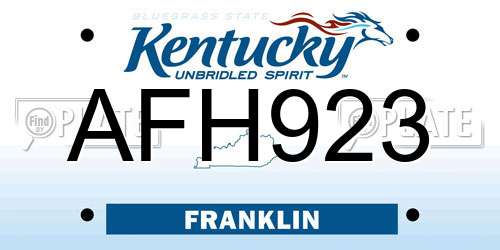 AFH923 Kentucky License Plate