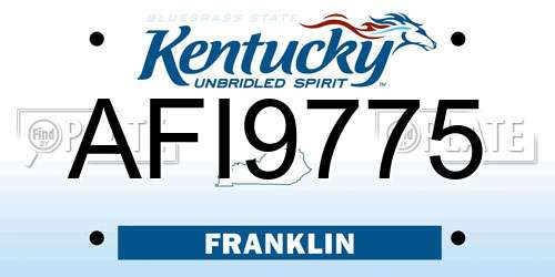 AFI9775 Kentucky License Plate