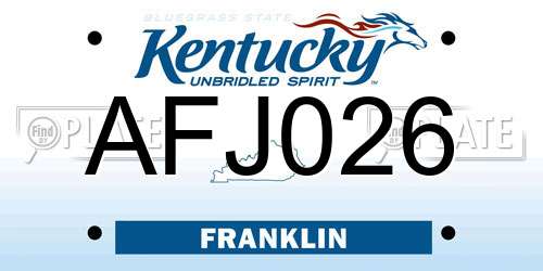 AFJ026 Kentucky License Plate