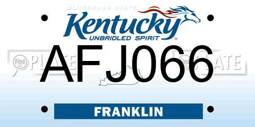 AFJ066 Kentucky License Plate
