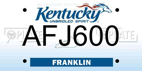 AFJ600 Kentucky License Plate