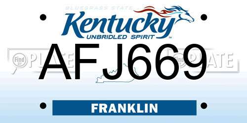 AFJ669 Kentucky License Plate