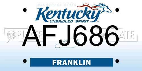 AFJ686 Kentucky License Plate