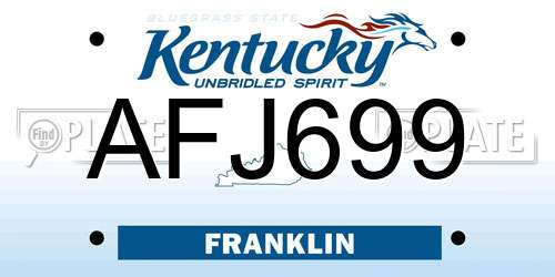 AFJ699 Kentucky License Plate