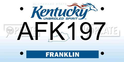 AFK197 Kentucky License Plate