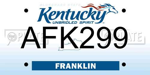 AFK299 Kentucky License Plate