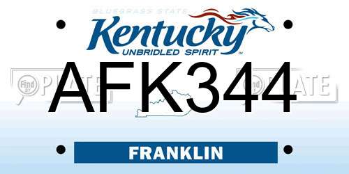 AFK344 Kentucky License Plate