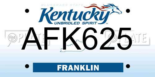 AFK625 Kentucky License Plate