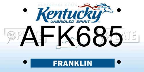 AFK685 Kentucky License Plate