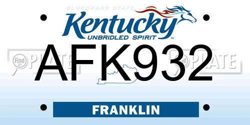 AFK932 Kentucky License Plate