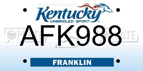 AFK988 Kentucky License Plate