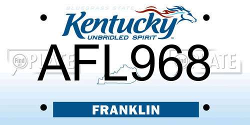 AFL968 Kentucky License Plate