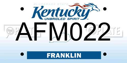 AFM022 Kentucky License Plate