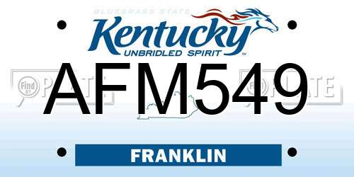 AFM549 Kentucky License Plate