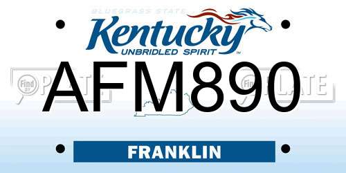 AFM890 Kentucky License Plate