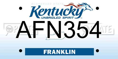AFN354 Kentucky License Plate
