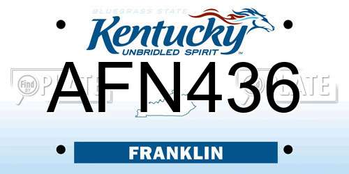AFN436 Kentucky License Plate