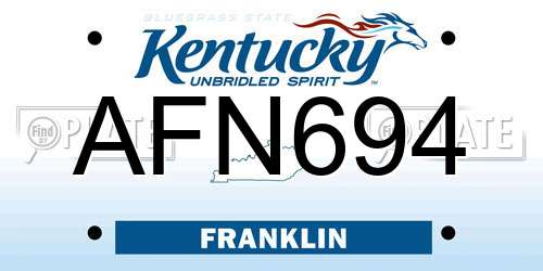 AFN694 Kentucky License Plate