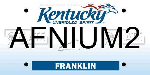 AFNIUM2 Kentucky License Plate