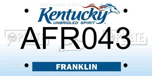 AFR043 Kentucky License Plate