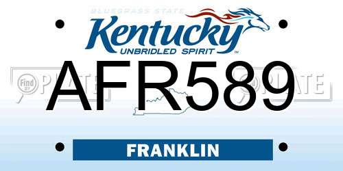 AFR589 Kentucky License Plate