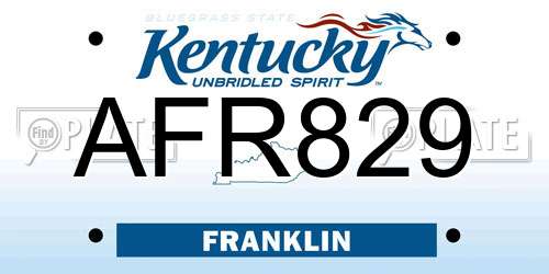 AFR829 Kentucky License Plate