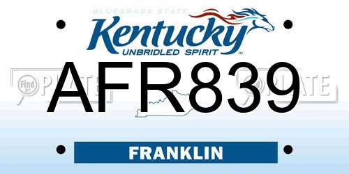 AFR839 Kentucky License Plate
