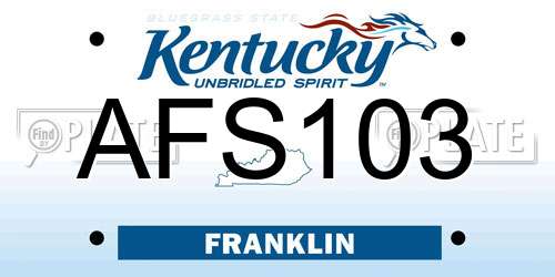 AFS103 Kentucky License Plate