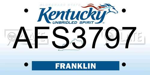 AFS3797 Kentucky License Plate