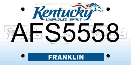 AFS5558 Kentucky License Plate