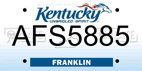 AFS5885 Kentucky License Plate